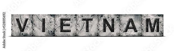 Obraz Vietnam, word on stone blocks. Isolated on white background. Design element. Signs and symbols.