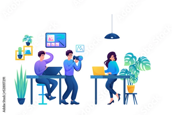 Fototapeta Modern photo shoot to create an image on a social network Concept for web design