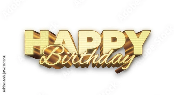 Obraz 3D Gold Happy Birthday Lettering.. Happy Birthday PNG With Transparent Background