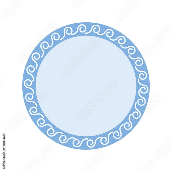 Fototapeta Abstract round badge or sticker with traditional Greek meander ornament.