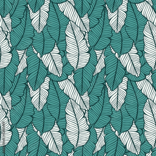Obraz Seamless colored natural pattern of leaves or feathers
