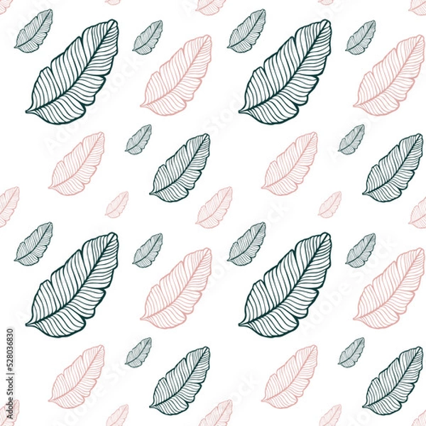 Obraz Seamless colored natural pattern of leaves or feathers
