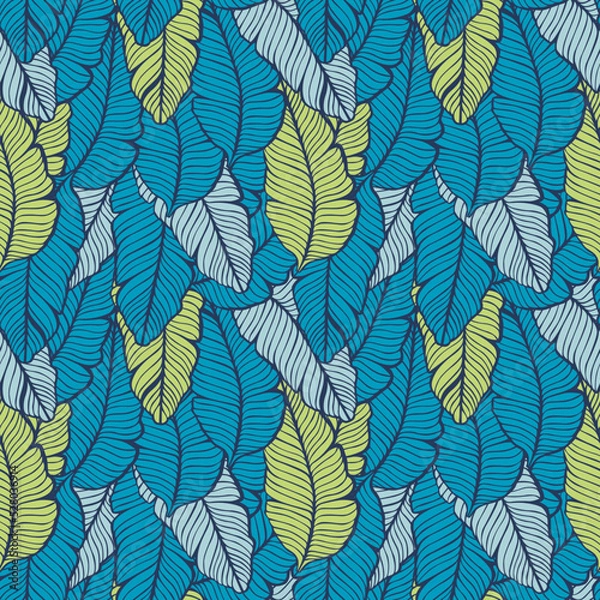 Obraz Seamless colored natural pattern of leaves or feathers
