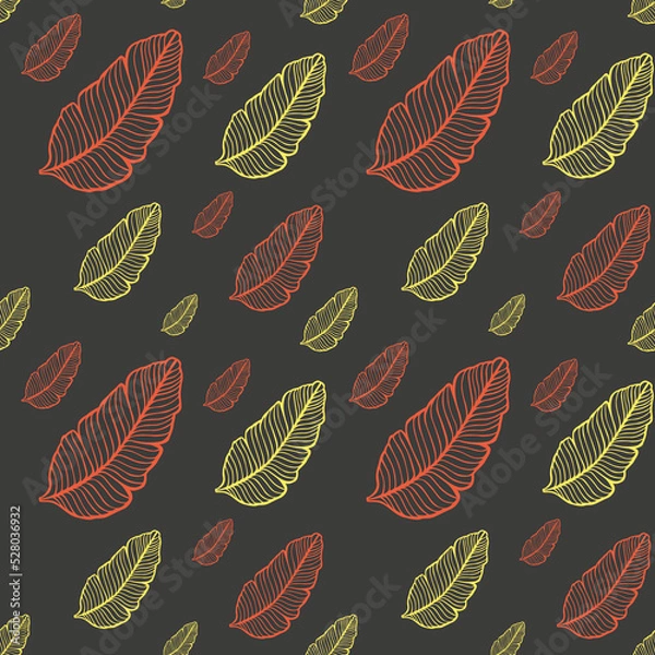 Obraz Seamless colored natural pattern of leaves or feathers
