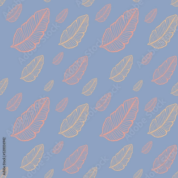 Obraz Seamless colored natural pattern of leaves or feathers
