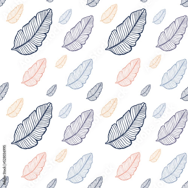 Obraz Seamless colored natural pattern of leaves or feathers
