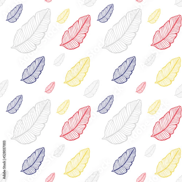 Obraz Seamless colored natural pattern of leaves or feathers
