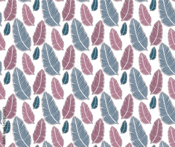Obraz Seamless colored natural pattern of leaves or feathers
