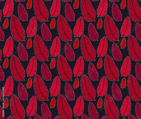 Obraz Seamless colored natural pattern of leaves or feathers
