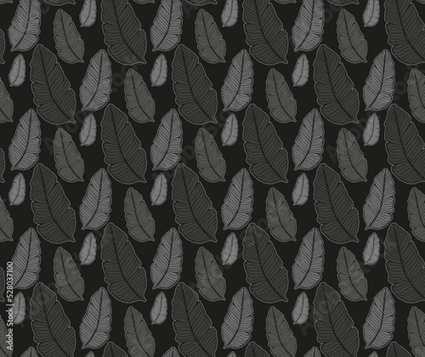 Fototapeta Seamless colored natural pattern of leaves or feathers
