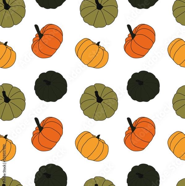 Obraz Seamless colorful pattern with halloween pumpkins
