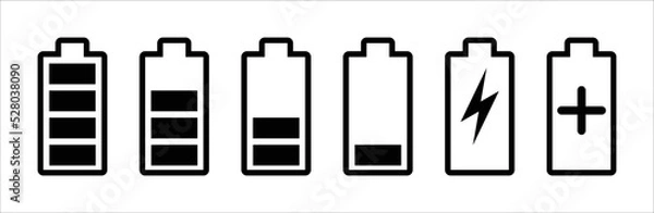 Fototapeta Battery icon set. battery charge level. battery Charging icon. vector illustration. symbol