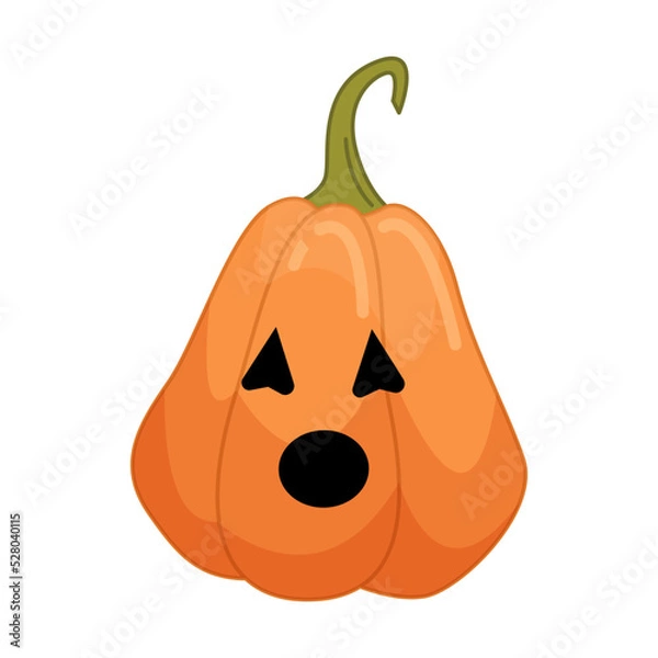 Fototapeta Halloween pumpkin in cartoon flat style isolated on white background. Funny vector illustration for graphic design.