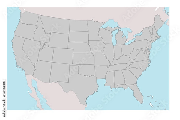 Fototapeta Maps of states and territories of the United States, with border marking