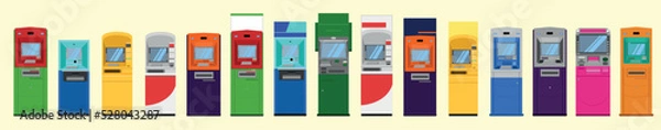 Obraz set of atm booth different color, brand. vector illustration eps10