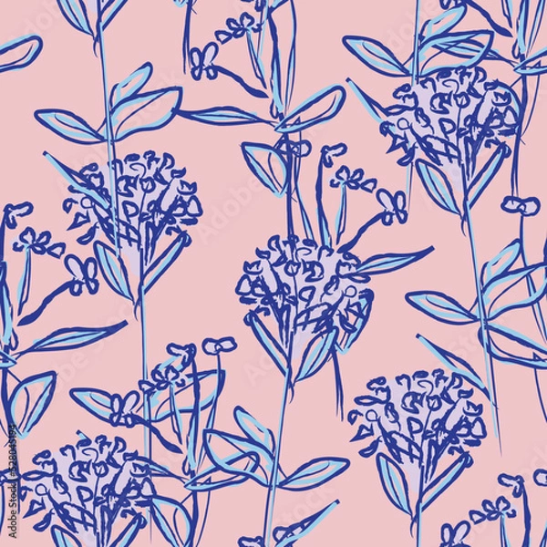 Fototapeta Floral Brush strokes Seamless Pattern Design