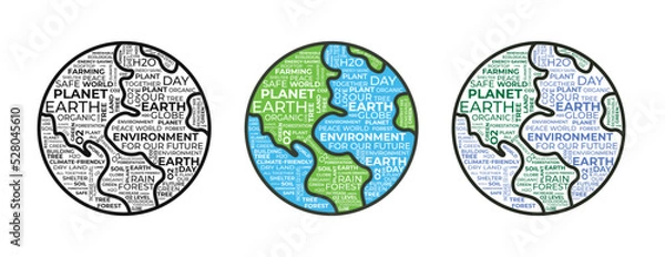 Fototapeta Ecology earth and environment climate word cloud for earth and enviroment day concept