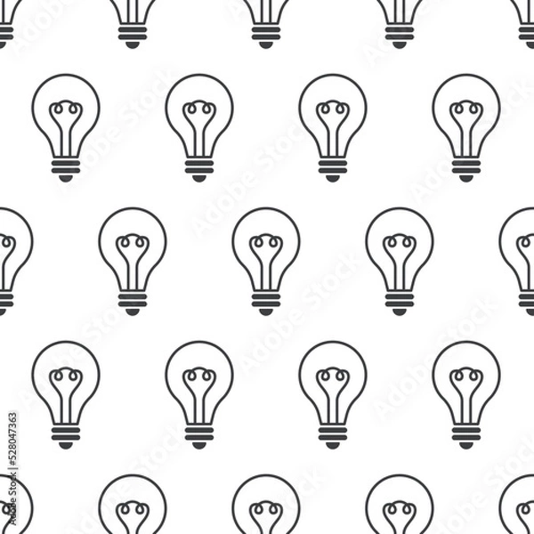 Fototapeta Seamless pattern with incandescent light bulb. Modern linear vector pattern with lamp