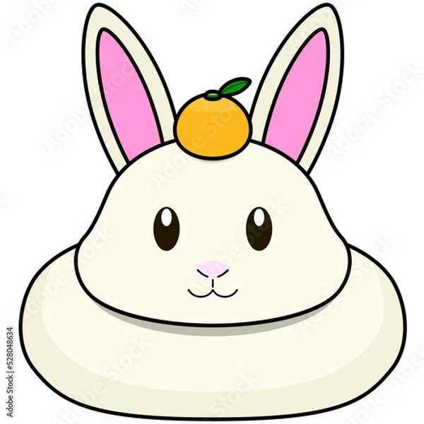 Obraz 兎の姿をした鏡餅のイラスト