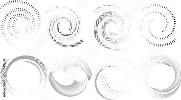 Fototapeta Grunge lines in Circle Form . Spiral Vector Illustration .Textured round Logo . Design element . Abstract Geometric circular shapes .Rotating grunge radial line. Concentric circles
