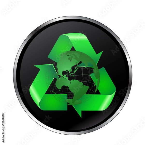 Obraz Recycle Button With Earth