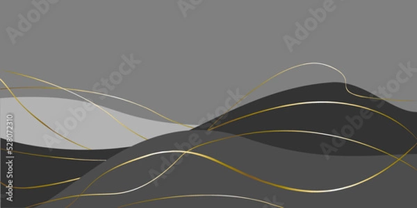 Obraz Gray dunes with golden lines. Golden threads on a Gray background