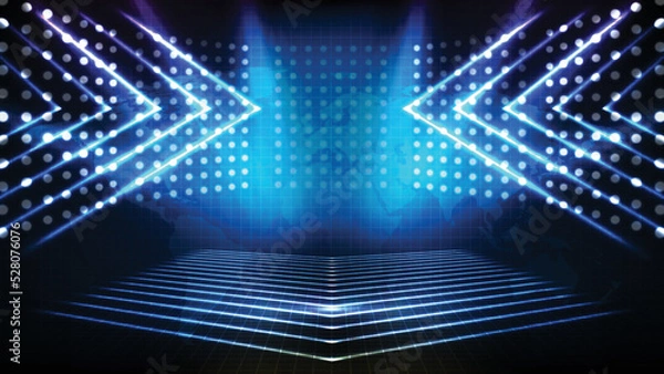 Fototapeta abstract futuristic background of empty stage arena stadium spotlgiht stage background