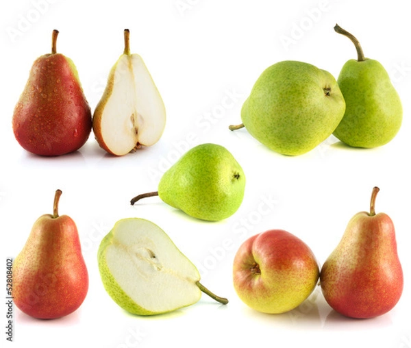 Fototapeta Pears collection isolated on white background