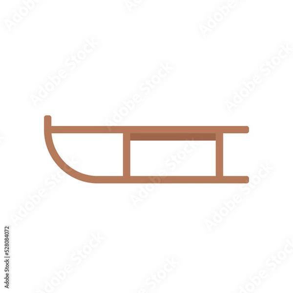 Obraz Vintage wooden sleigh / sled for children. Transport for snow ride isolated on white background, vector illustration