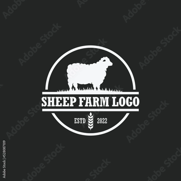 Fototapeta Sheep farm logo vector. Cattle farm logo