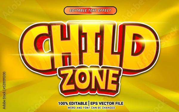 Obraz Child zone yellow gradient 3d text effect template design