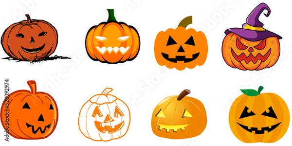 Obraz halloween pumpkin set