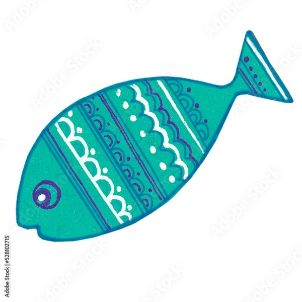 Obraz blue fish isolated illustration paper applique