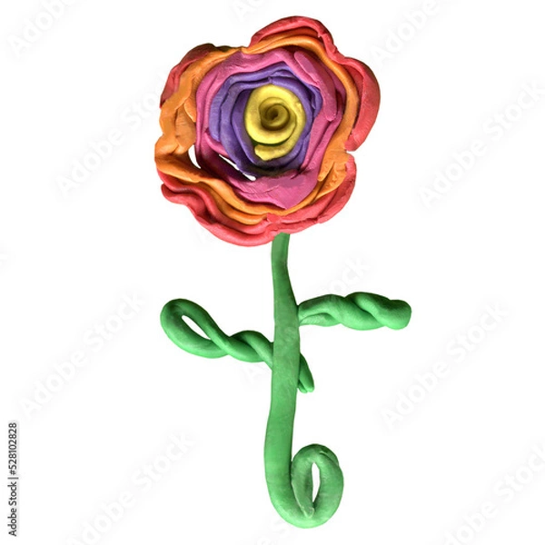 Obraz isolated plasticine orange floral colorful element made of plasticine or clue