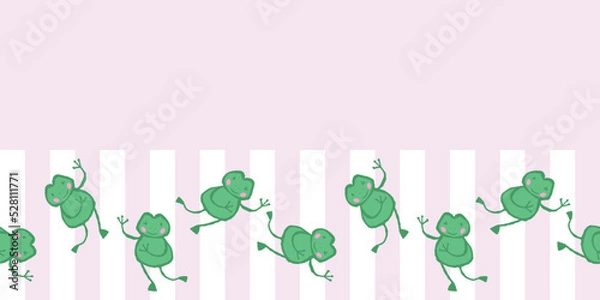 Fototapeta Frog Love Heart Frame Border Seamless Pattern