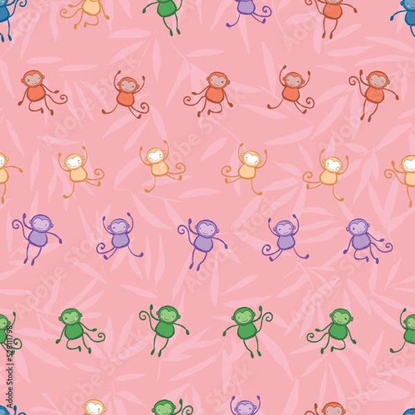 Fototapeta Monkey Leaves Seamless Pattern