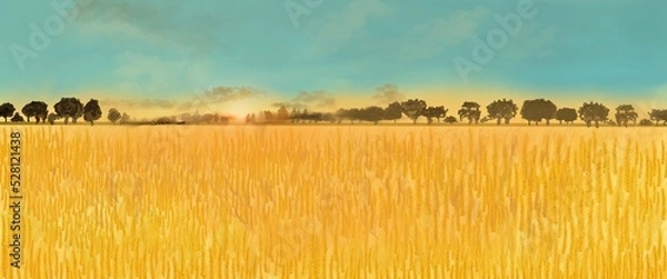 Obraz Sunset and wheat field. Sublimation