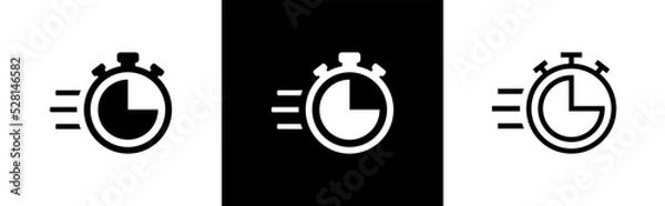 Fototapeta Timers icon. Stopwatch symbol. Quick time icon, speed time signs, vector illustration
