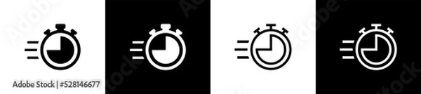 Fototapeta Quick time icon, speed time symbol signs, vector illustration