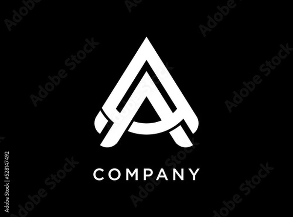 Fototapeta Simple letter A or AA logo design template on black background. Suitable for brand logo.