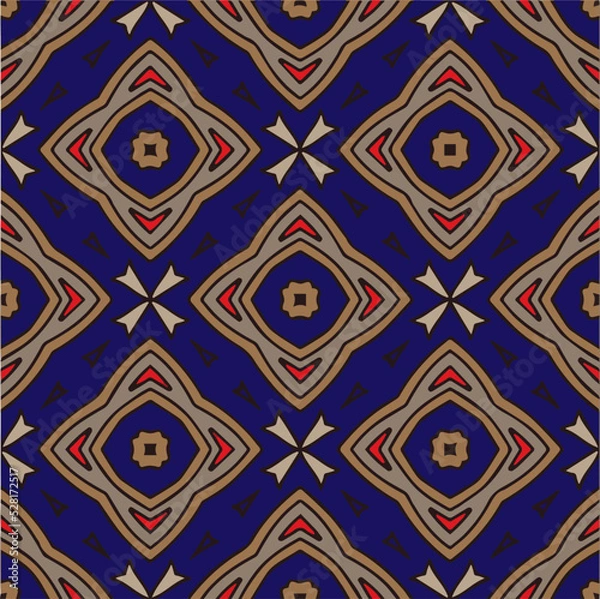 Fototapeta Abstract ethnic rug ornamental seamless pattern.Perfect for fashion, textile design, cute themed fabric, on wall paper, wrapping paper, fabrics and home decor.