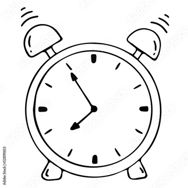 Fototapeta Alarm Clock Vector icon . A hand-drawn doodle. back to school, education