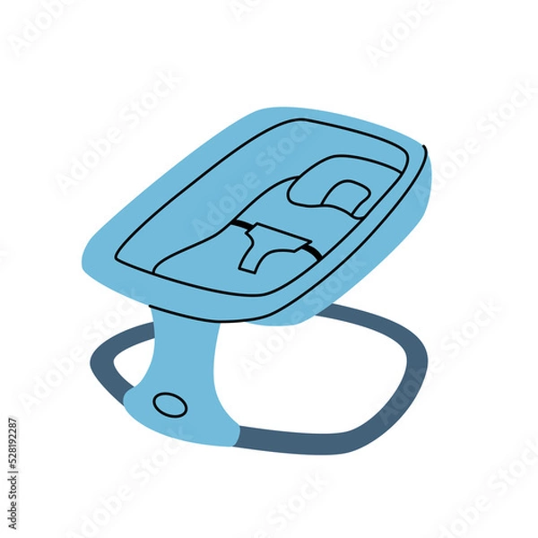 Fototapeta Baby rocking chair vector flat illustration. Colored symbol of care. Comfortable baby home chair for rest and activity. Isolated flat object on white background