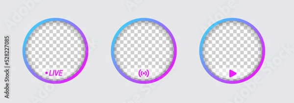 Fototapeta Round profile frame for live streaming on social media. Gradient livestream frame.