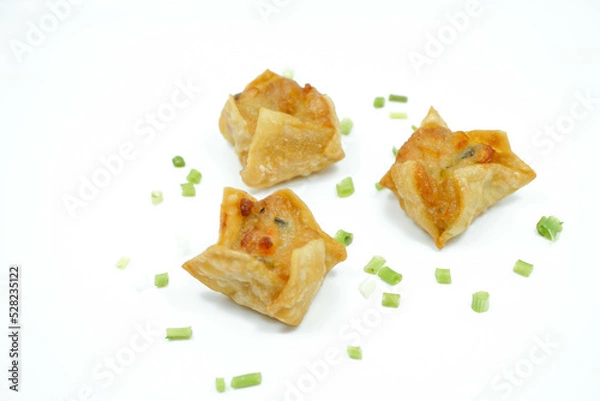 Obraz Close Up Fried Food Dumpling Isolated White Background