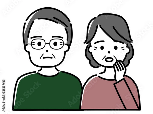 Fototapeta 困る高齢夫婦（夫は眼鏡をかけている）