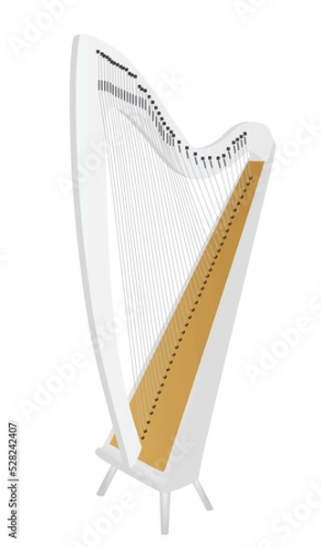 Obraz White ancient harp. vector illustration