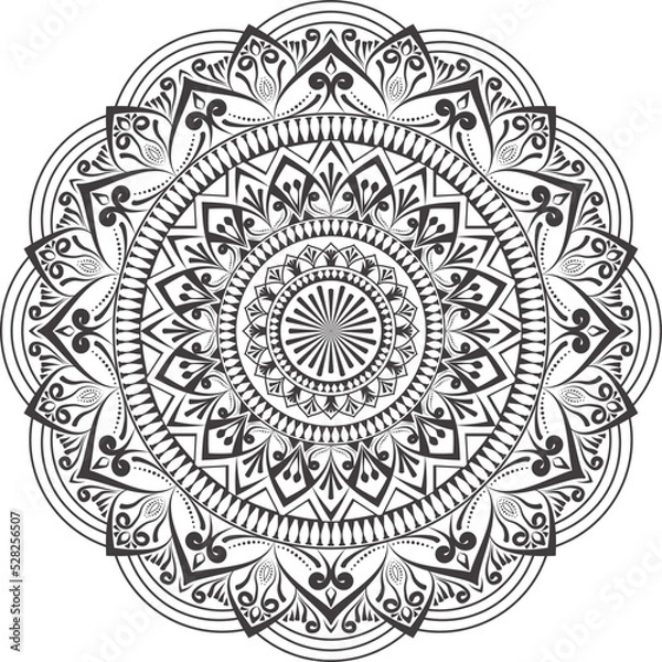Fototapeta Mandala vector illustration in black and white for coloring book flower pattern
