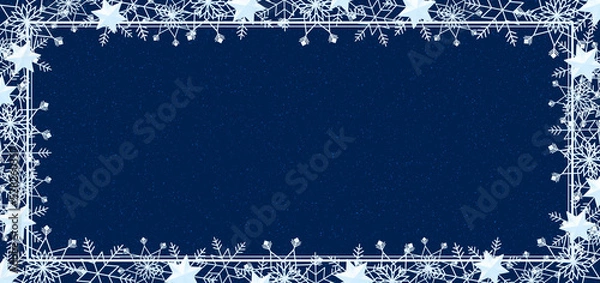 Obraz 雪の結晶　フレーム　水色　背景　青　ダスト（青）