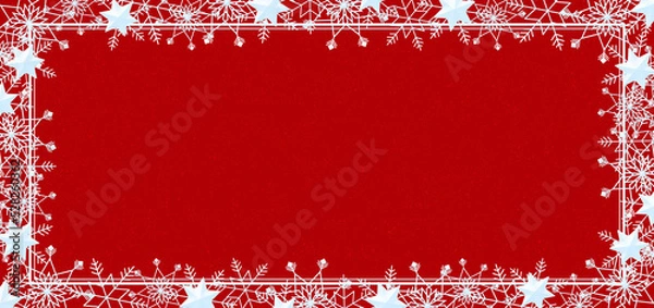 Obraz 雪の結晶　フレーム　水色　背景　赤　ダスト（赤）